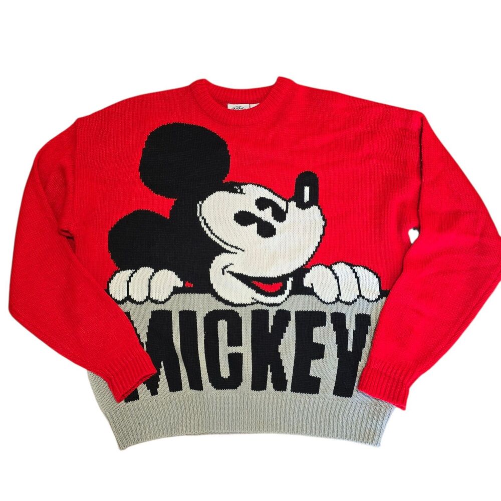 Mickey & Co By J.G. Hook Vintage Acrylic Long Sleeve Mickey Peekaboo Sweater L